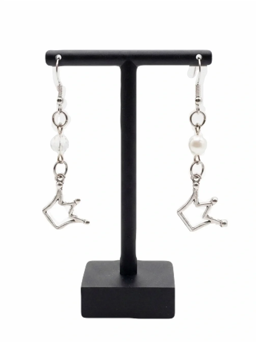 New Handmade Sterling Silver Queen Crown Crystal Dangle Earrings